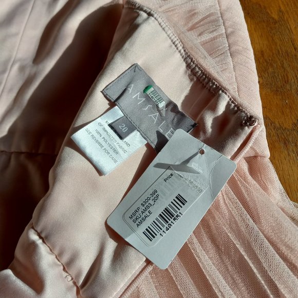 Amsale Strapless Pink Tulle/Chiffon Gown Size 20 Balletcore Barbiecore Princess - Picture 16 of 16